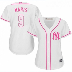 Womens Majestic New York Yankees 9 Roger Maris Replica White Fashion Cool Base MLB Jersey