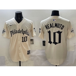 Men Philadelphia Phillies 10 J T  Realmuto Cream Gothic Vapor Limited Stitched Jersey