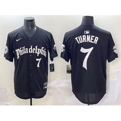 Men Philadelphia Phillies 7 Trea Turner Black Gothic Vapor Limited Stitched Jersey