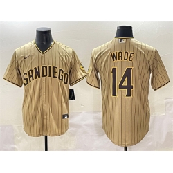 Men San Diego Padres 14 Tyler Wade Tan Cool Base Stitched Baseball Jersey 001