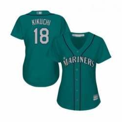 Womens Seattle Mariners 18 Yusei Kikuchi Replica Teal Green Alternate Cool Base Baseball Jersey 