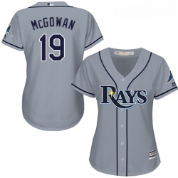 Womens Majestic Tampa Bay Rays 19 Dustin McGowan Replica Grey Road Cool Base MLB Jersey 