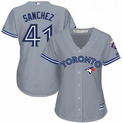 Womens Majestic Toronto Blue Jays 41 Aaron Sanchez Replica Grey Road MLB Jersey