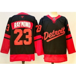 Men Detroit Red Wings 23 Lucas Raymond Black 2024 25 Stitched Jersey