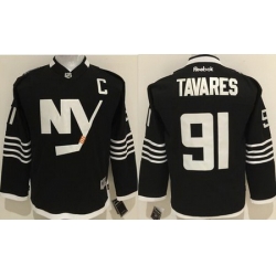 Islanders #91 John Tavares Black Alternate Stitched Youth NHL Jersey II