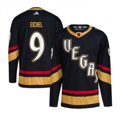 Men Vegas Golden Knights 9 Jack Eichel Black 2022 23 Reverse Retro Stitched Jersey