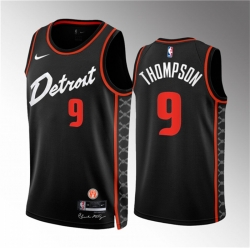 Men Detroit Pistons 9 Ausar Thompson Black 2023 24 City Edition Stitched Basketball Jersey