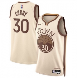 Men Golden State Warriors 30 Stephen Curry Tan 2025 26 City Edition Stitched Basketball Jersey