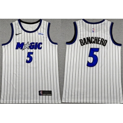 Men Orlando Magic 5 Paolo Banchero White 2025 Association Edition Stitched Basketball Jersey