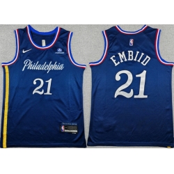 Men Philadelphia 76ers 21 Joel Embiid Navy 2025 26 City Edition Stitched Jersey