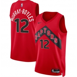 Men Toronto Raptors 12 Collin Murray Boyles Red 2025 Draft Icon Edition Stitched Basketball Jersey