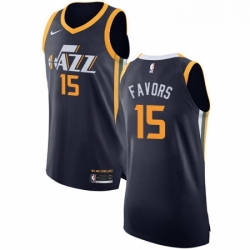 Mens Nike Utah Jazz 15 Derrick Favors Authentic Navy Blue Road NBA Jersey Icon Edition