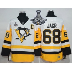 Penguins #68 Jaromir Jagr White New Away 2017 Stanley Cup Finals Champions Stitched NHL Jersey
