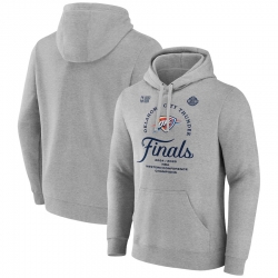 Men Oklahoma City Thunder Heather Gray 2025 Western Conference Champions Locker Room Pullover Hoodie