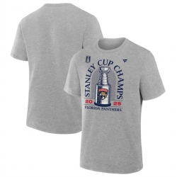 Men Florida Panthers Heather Gray 2025 Stanley Cup Champions Locker Room T Shirt
