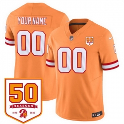 Men Women Youth Tampa Bay Buccaneers Active Player Custom Orange 2025 F U S E  50th Anniversary Patch Vapor Limited Stitched Jersey