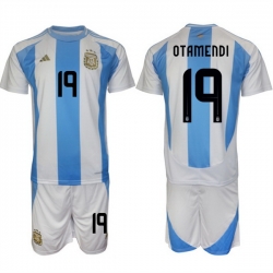 Men Argentina 19 Nicol E1s Otamendi White Blue 2024 25 Home Soccer Jersey Suit