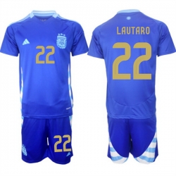 Men Argentina 22 Lautaro Blue 2024 25 Away SoccerJersey Suit