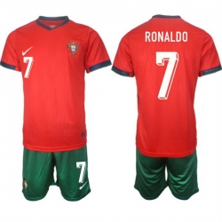 Men Portugal Team 7 Ronaldo 2024 25 Red Home Soccer Jersey Suit