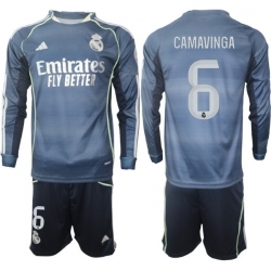 Men Real Madrid 2026 Soccer Jerseys DarkBlue Long #6 CAMAVINGA