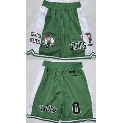 Men Boston Celtics Green White Shorts