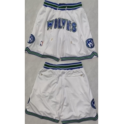 Men Minnesota Timberwolves White Shorts