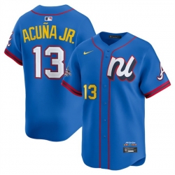 Men National League 13 Ronald Acuna Jr  Blue 2025 All Star Edition Limited Stitched Baseball Jersey