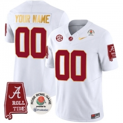 Men Women Youth Alabama Crimson Tide Rose Bowl Patch Gold Trim Vapor Limited Custom Jersey All Stitched White