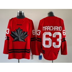Men Canada Hockey  63 Brad Marchand Red Stitched Jersey
