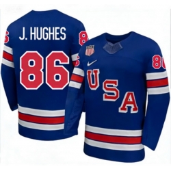 Men USA 86 Jack Hughes Royal 2025 2026 Stitched Hockey Jersey