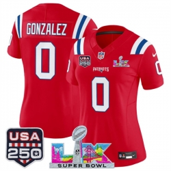 Women New England Patriots 32 TreVeyon Henderson Red 2025 F U S E  Super Bowl LX Patch And USA 250 27 Patch Vapor Limited Football Stitched Jersey 
