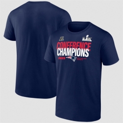 Men New England Patriots Navy 2025 AFC Champions Right Side Draw T Shirt