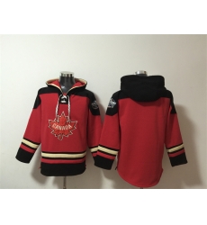 Men Team Canada Blank 2025 Red Black Ageless Must Have Lace Up Pullover Hoodie