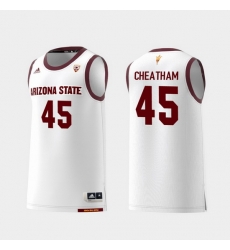 Men Arizona State Sun Devils Zylan Cheatham White Replica College Basketball Jersey Men Arizona State Sun Devils Zylan Cheatham White Replica College Basketball Jersey