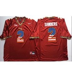 Florida State Seminoles 2 Deion Sanders Red USA Flag College Jersey Florida State Seminoles 2 Deion Sanders Red USA Flag College Jersey