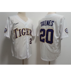 Men LSU Tigers #20 Paul Skenes white Baseball Jersey Men LSU Tigers #20 Paul Skenes white Baseball Jersey