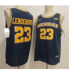 Men Michigan Wolverines 23 Yaxel Lendeborg Navy 2025 Vapor Limited Stitched Football Jersey