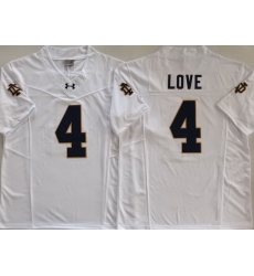 Men Notre Dame Fighting Irish #4 Love White Stitched NCAA Jersey