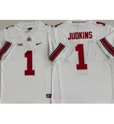 Men Ohio State Buckeyes White #1 Quinshon Judkins Jersey