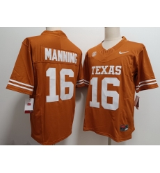 Men Texas Longhorns 16 Arch Manning Orange F U S E Stitched Jersey Men Texas Longhorns 16 Arch Manning Orange F U S E Stitched Jersey