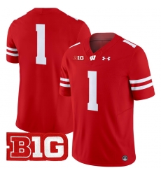 Men Youth Wisconsin Badgers 1 Team Red 2024 Vapor Limited Jersey All Stitched