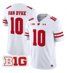 Men Youth Wisconsin Badgers 10 Tyler Van Dyke White 2024 Vapor Limited Jersey All Stitched