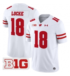 Men Youth Wisconsin Badgers 18 Braedyn Locke White 2024 Vapor Limited Jersey All Stitched