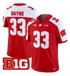 Men Youth Wisconsin Badgers 33 Ron Dayne Red Alternate 2024 Vapor Limited Jersey All Stitched