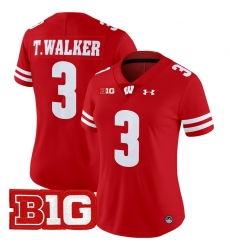 Women Wisconsin Badgers 3 Tawee Walker Red 2024 Vapor Limited Jersey All Stitched