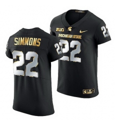 Michigan State Spartans Jordon Simmons 2021 22 Golden Edition Limited Football Black Jersey Michigan State Spartans Jordon Simmons 2021 22 Golden Edition Limited Football Black Jersey