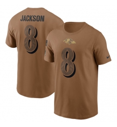 Men Baltimore Ravens 8 Lamar Jackson 2023 Brown Salute To Service Name 26 Number T Shirt Men Baltimore Ravens 8 Lamar Jackson 2023 Brown Salute To Service Name 26 Number T Shirt