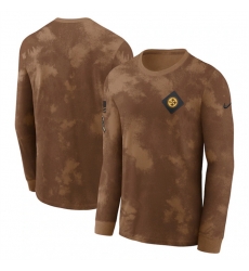 Men Pittsburgh Steelers Brown 2023 Salute To Service Long Sleeve T Shirt Men Pittsburgh Steelers Brown 2023 Salute To Service Long Sleeve T Shirt