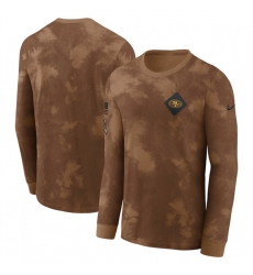 Men San Francisco 49ers Brown 2023 Salute To Service Long Sleeve T Shirt Men San Francisco 49ers Brown 2023 Salute To Service Long Sleeve T Shirt