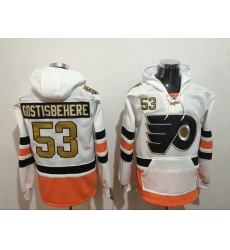 Men's Philadelphia Flyers 53 Shayne Gostisbehere White Stitched Hoody Men's Philadelphia Flyers 53 Shayne Gostisbehere White Stitched Hoody